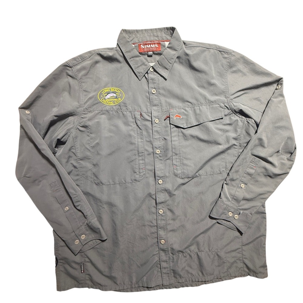 Simms Relaxed Fit Grey Fishing Shirt XXL Fishing Outdoor Tactical Breathable